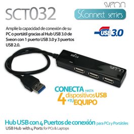 Sveon SCT032 - Hub USB con 4 puertos para PC y Portátiles