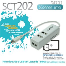 Sveon SCT202 - Hub Micro USB con Lector de Tarjetas integrado para Android