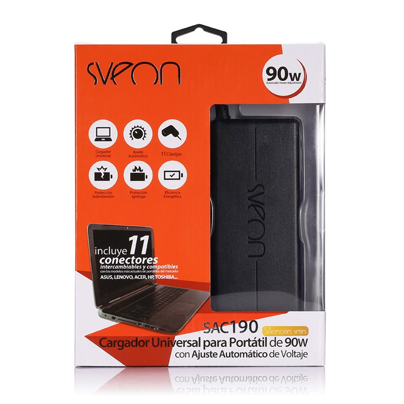 Sveon SAC190 - Cargador Universal para portátiles de 90W con ajuste  automático de voltaje - Tienda - Sveon