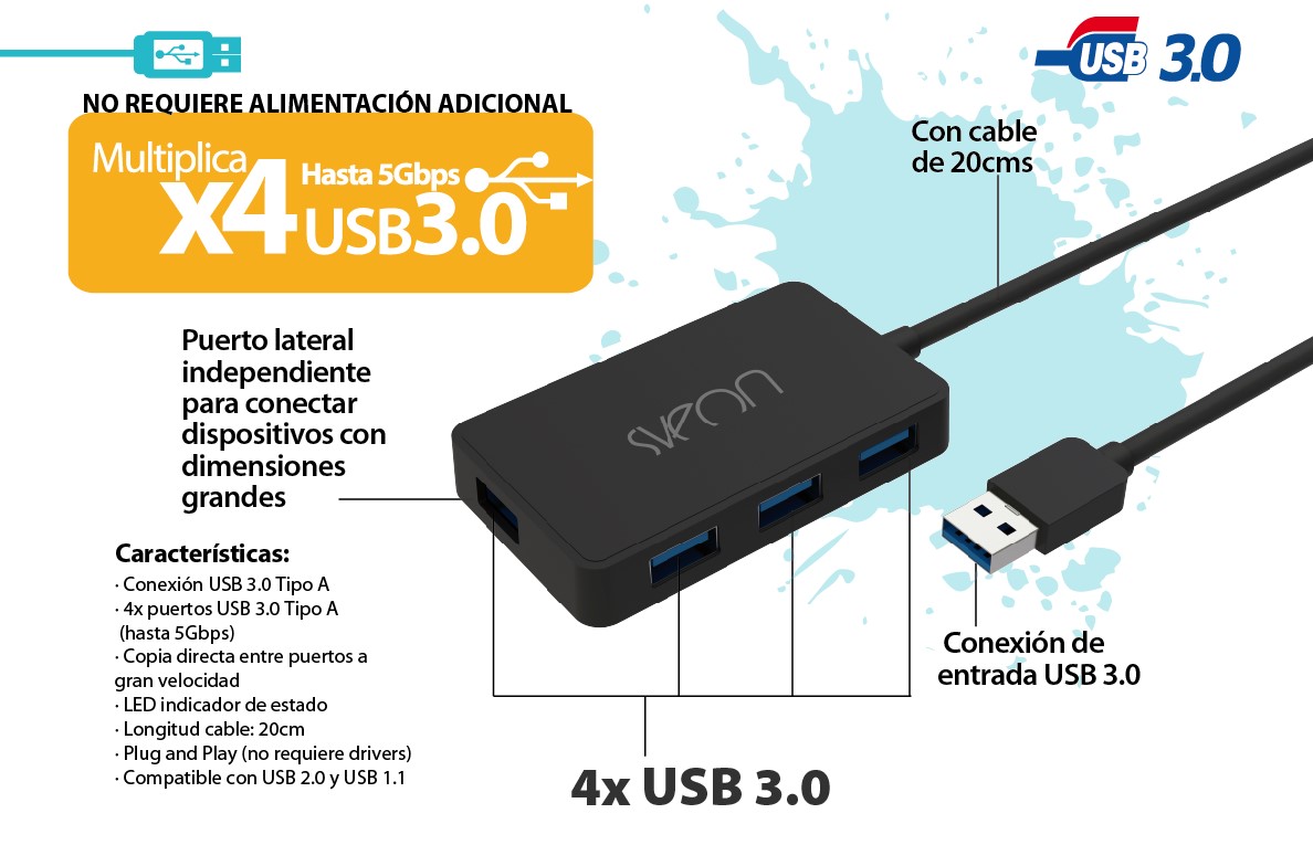 Hub x4 USB3.0 Sveon SCT038